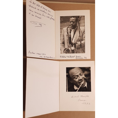 2 cartes de voeux du "Hot Club" d'Orange avec photos des jazzmen...
