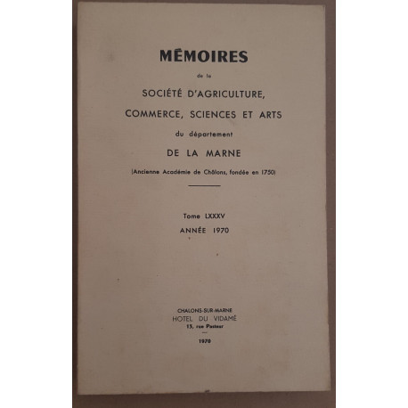 Mémoires du département de la Marne - Tome 85