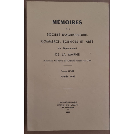 Mémoires du département de la Marne - Tome 98