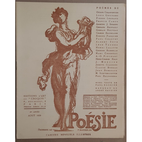 Poésie - Cahiers mensuels illustrés - Aout 1929