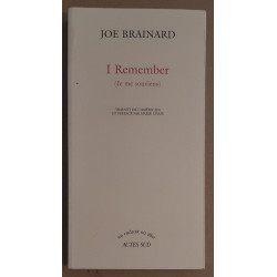 I remember (je me souviens) - Préface et traduction par Marie Chaix