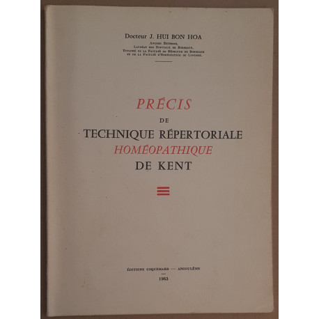 Précis de technique répertoriale homéopathique de Kent
