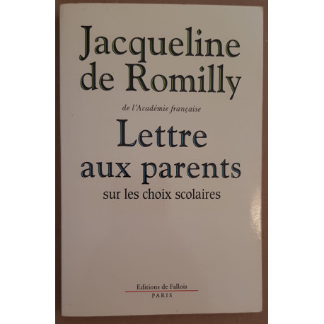 Lettre aux parents sur les choix scolaires