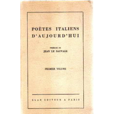Poetes italiens aujourd'hui/ tome 1 / EO