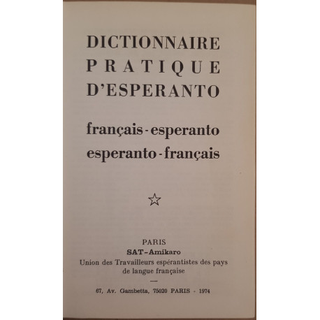 Dictionnaire pratique d'esperanto (2° édition)